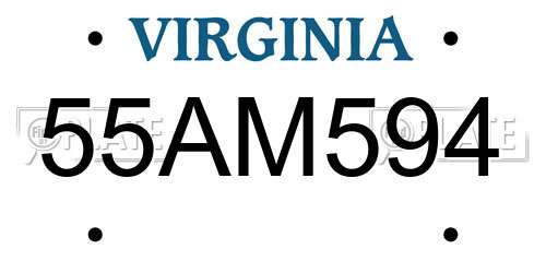 55AM594 Virginia License Plate