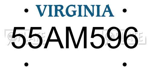 55AM596 Virginia License Plate