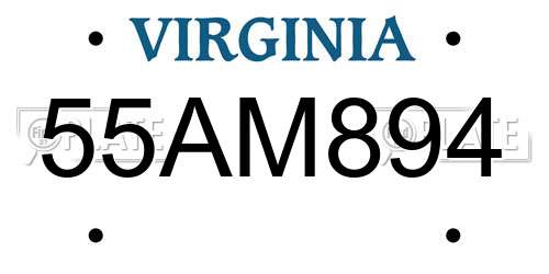 55AM894 Virginia License Plate