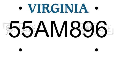55AM896 Virginia License Plate
