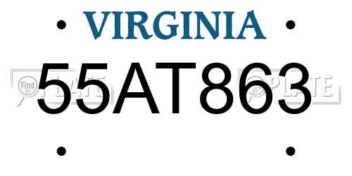 55AT863 Virginia License Plate