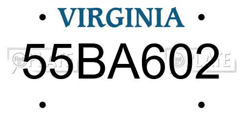 55BA602 Virginia License Plate