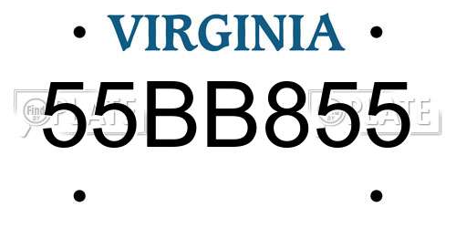 55BB855 Virginia License Plate