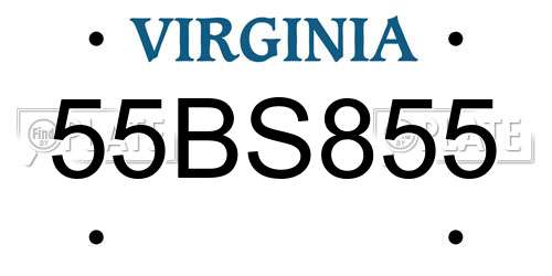 55BS855 Virginia License Plate