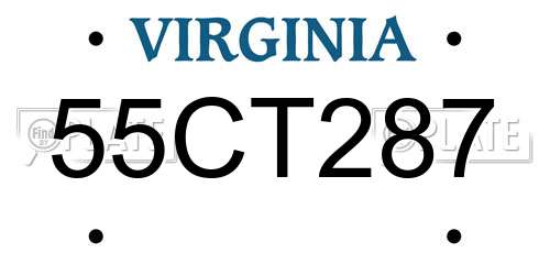 55CT287 Virginia License Plate