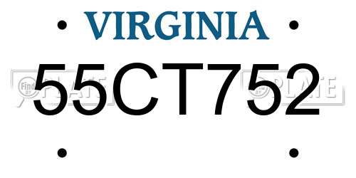 55CT752 Virginia License Plate
