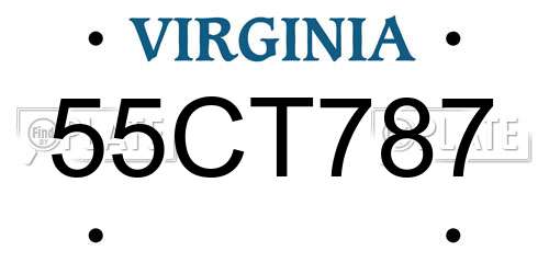 55CT787 Virginia License Plate