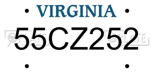 55CZ252 Virginia License Plate