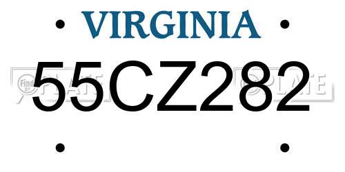 55CZ282 Virginia License Plate