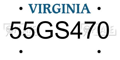 55GS470 Virginia License Plate