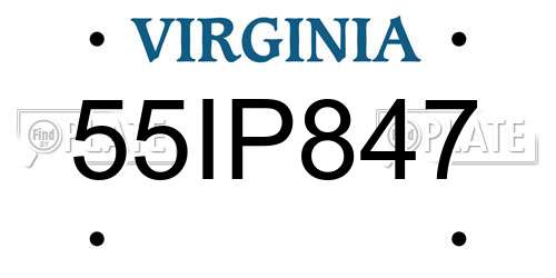 55IP847 Virginia License Plate