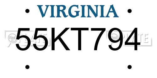 55KT794 Virginia License Plate