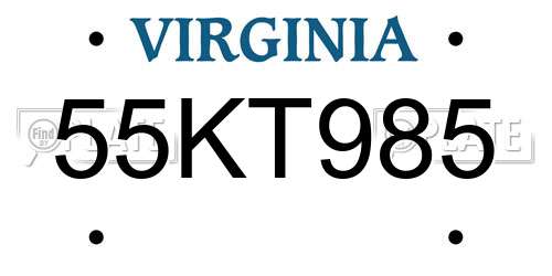 55KT985 Virginia License Plate