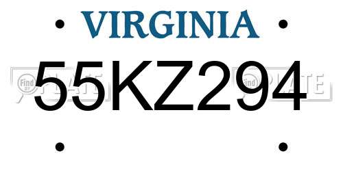 55KZ294 Virginia License Plate