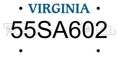 55SA602 Virginia License Plate