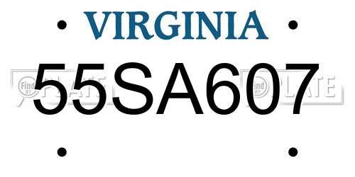55SA607 Virginia License Plate
