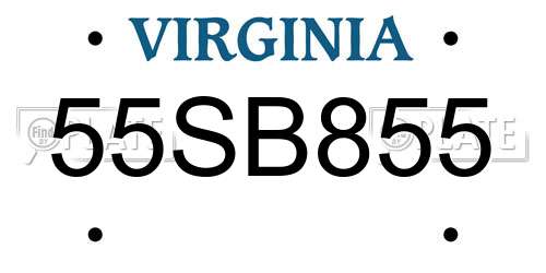 55SB855 Virginia License Plate