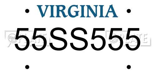 55SS555 Virginia License Plate