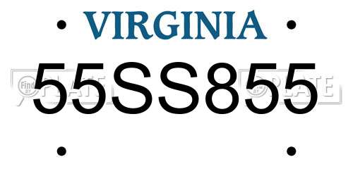 55SS855 Virginia License Plate