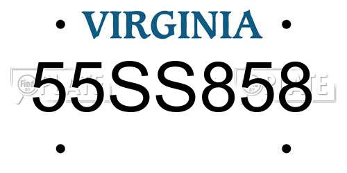 55SS858 Virginia License Plate