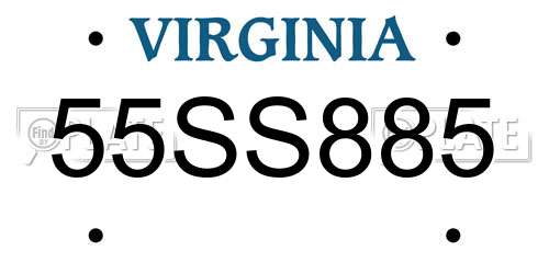 55SS885 Virginia License Plate