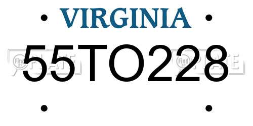 55TO228 Virginia License Plate