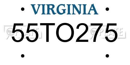 55TO275 Virginia License Plate