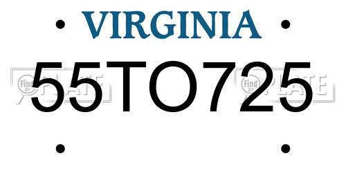 55TO725 Virginia License Plate