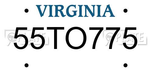 55TO775 Virginia License Plate