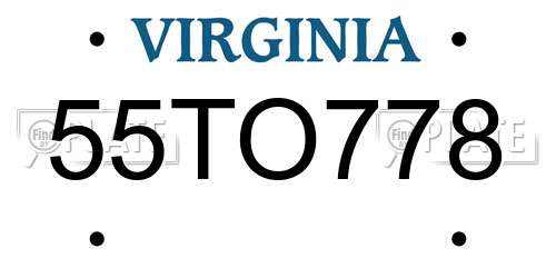 55TO778 Virginia License Plate