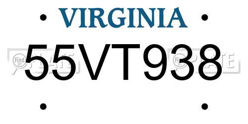 55VT938 Virginia License Plate