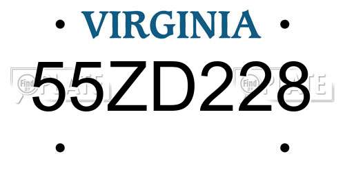 55ZD228 Virginia License Plate