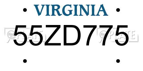 55ZD775 Virginia License Plate