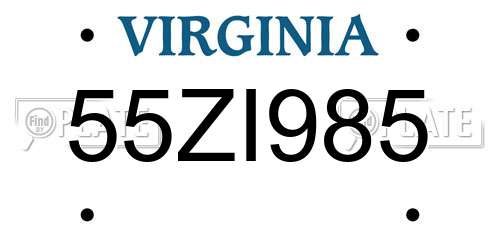 55ZI985 Virginia License Plate