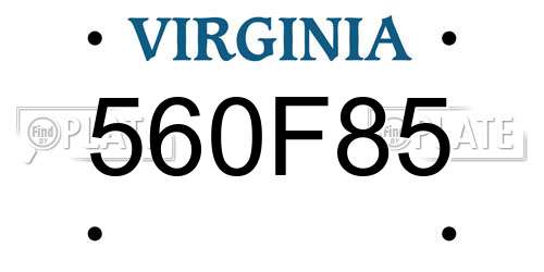 560F85 Virginia License Plate