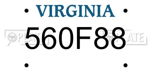 560F88 Virginia License Plate