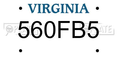 560FB5 Virginia License Plate