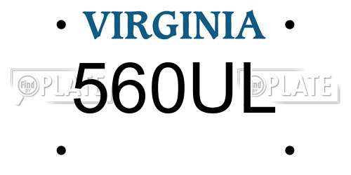 560UL Virginia License Plate