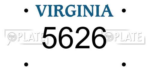 5626 Virginia License Plate