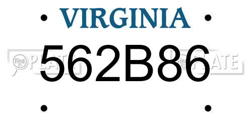 562B86 Virginia License Plate