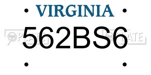 562BS6 Virginia License Plate