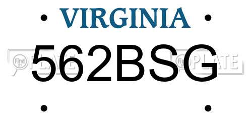 562BSG Virginia License Plate