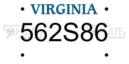 562S86 Virginia License Plate