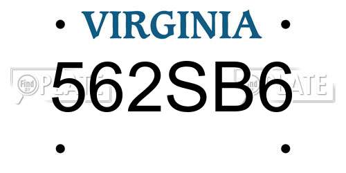 562SB6 Virginia License Plate