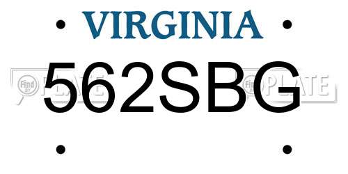 562SBG Virginia License Plate