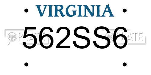 562SS6 Virginia License Plate
