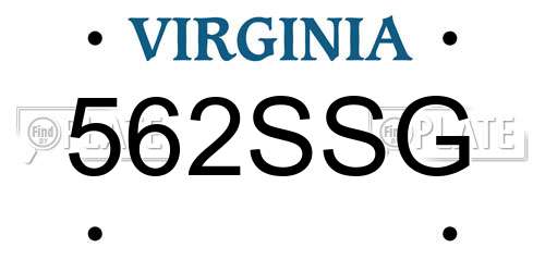 562SSG Virginia License Plate