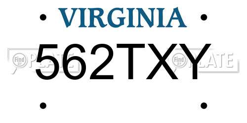 562TXY Virginia License Plate