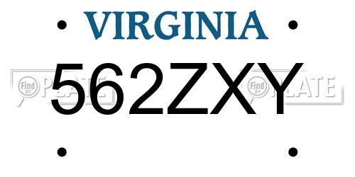 562ZXY Virginia License Plate
