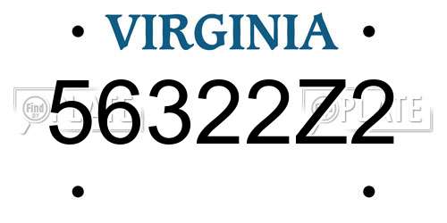 56322Z2 Virginia License Plate